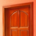 Six panel mahogany door, arch top