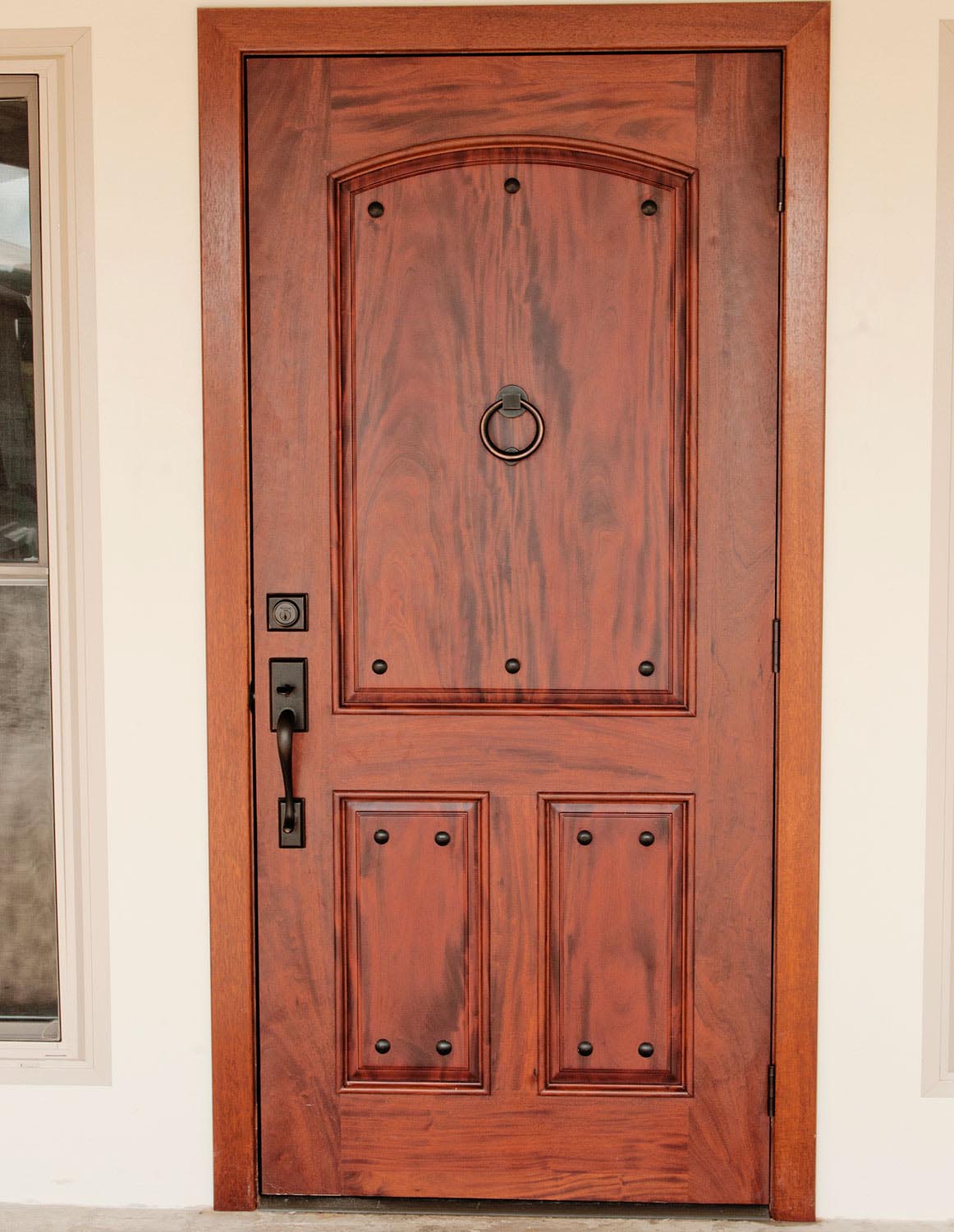 Custom figured mahogany entry door