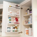 Upper cabinet door rack