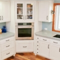 Kitchen cabinets, (left) pot drawer bank